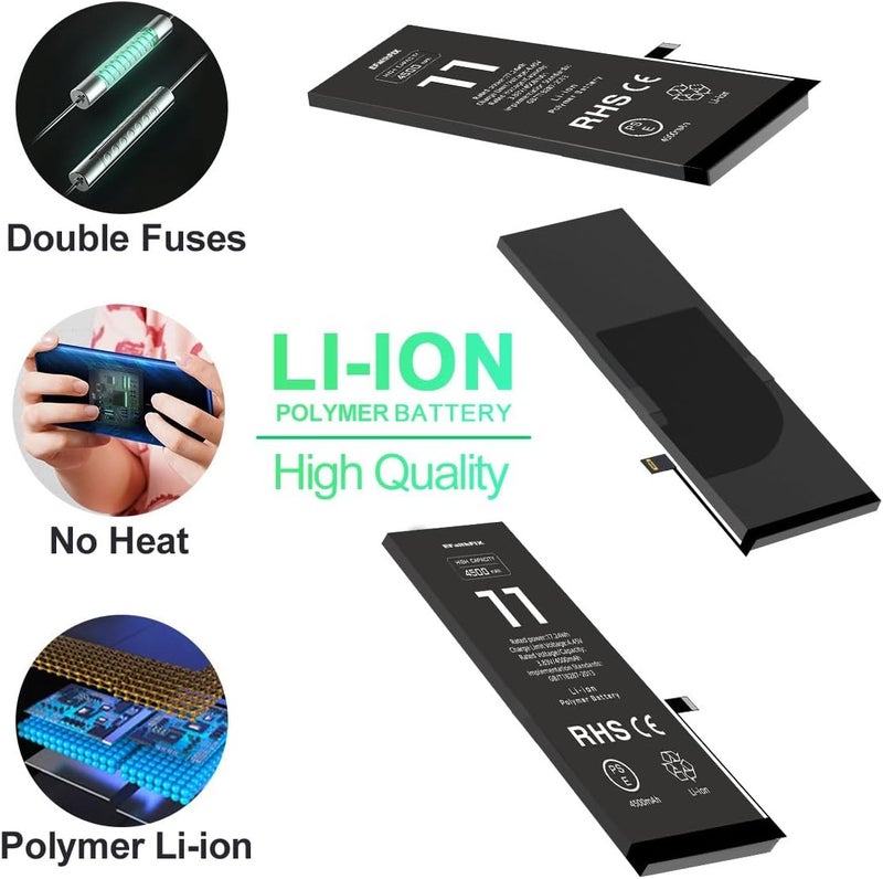 EFAITHFIX 4500mAh Upgraded Replacement Battery Compatible with iPhone 11, High Capacity New 0 Cycle A+ Battery Replacement for iPhone 11, for Model A2111, A2223, A2221 with Complete Repair Tool Kit - Image 2